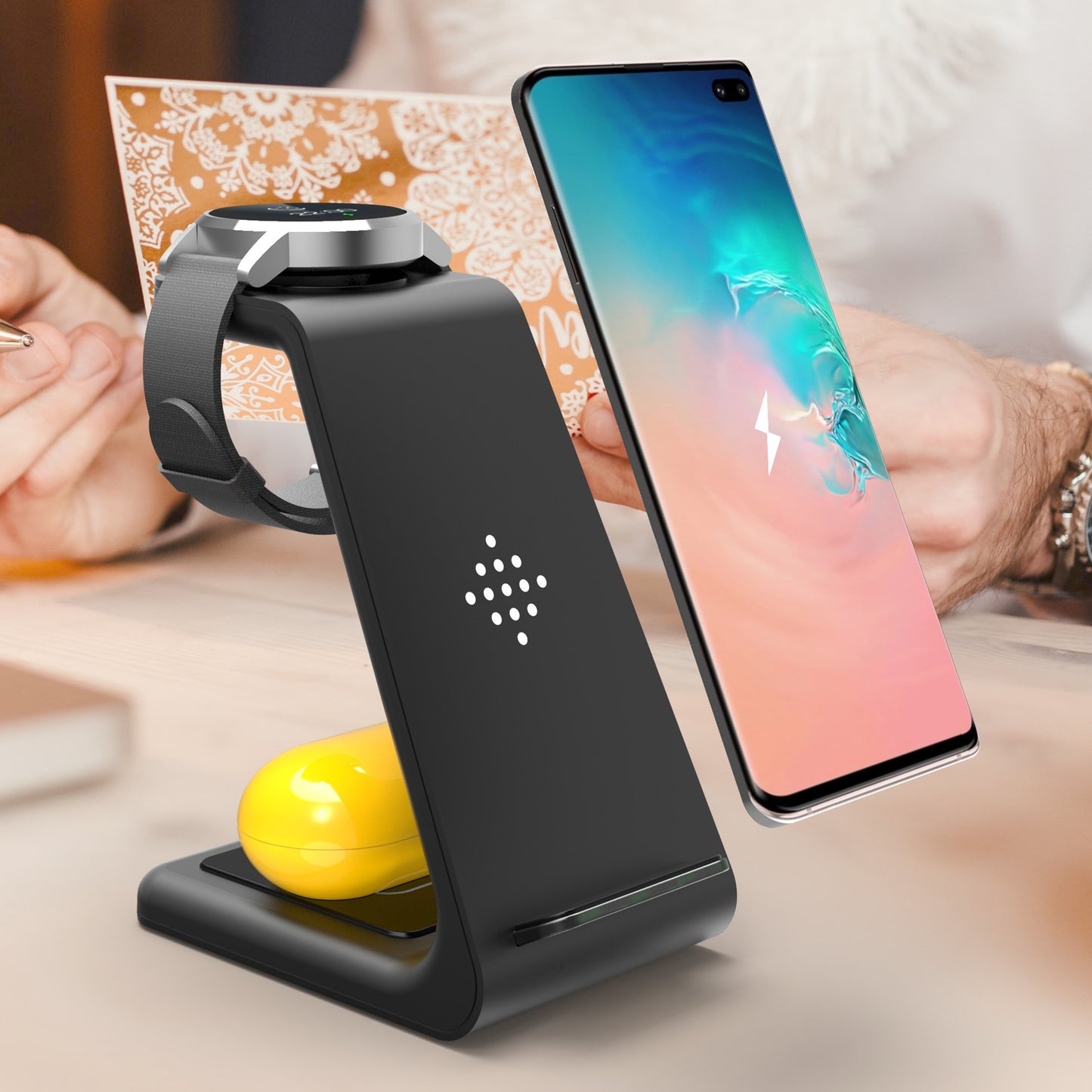FitEcolifestyle™ 3-in-1 Ladestation – Für Smartphone, Smartwatch & EarPods