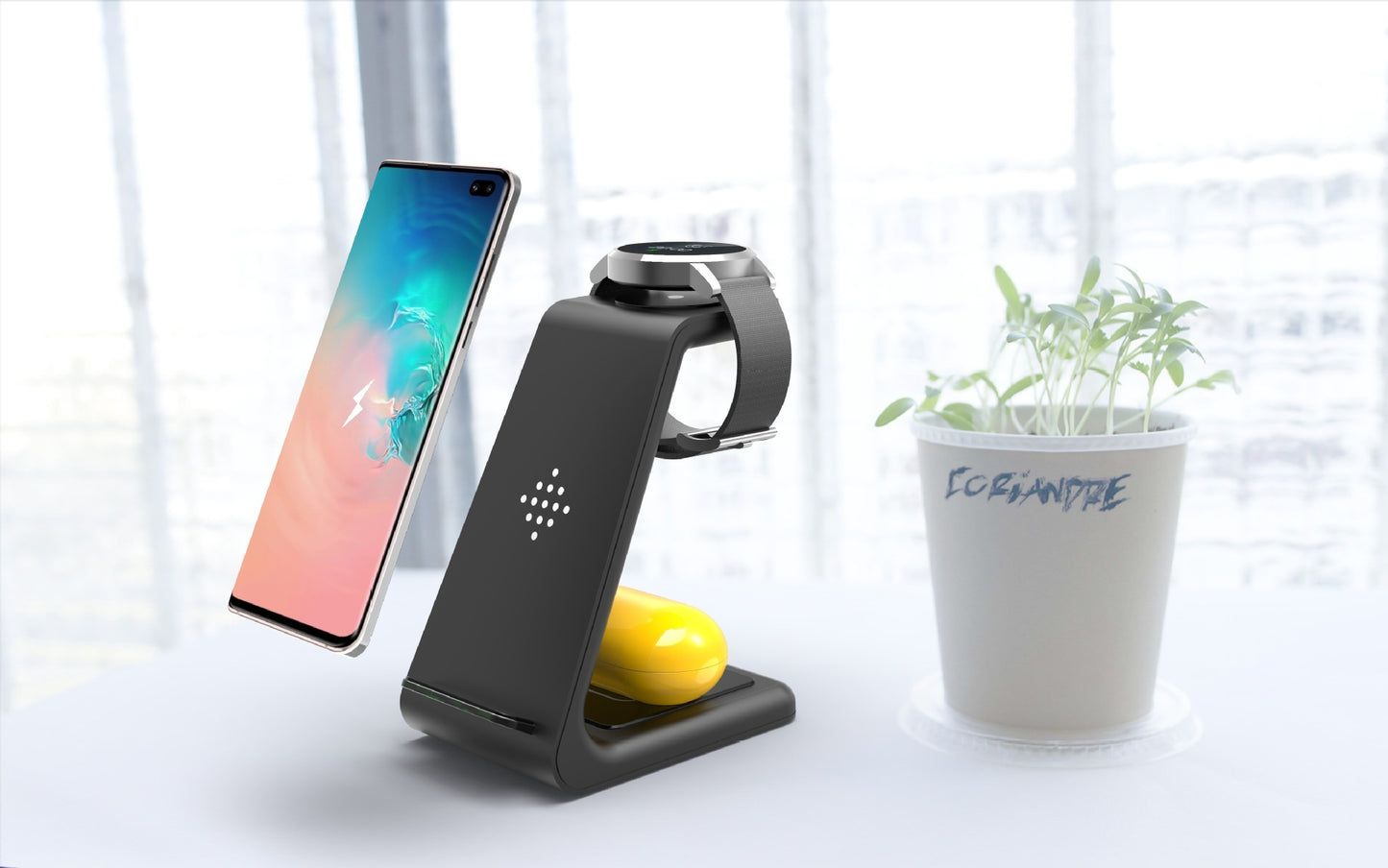 FitEcolifestyle™ 3-in-1 Ladestation – Für Smartphone, Smartwatch & EarPods