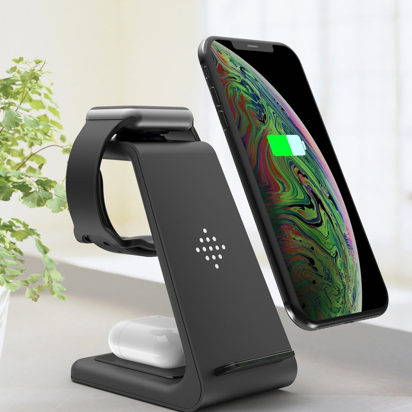 FitEcolifestyle™ 3-in-1 Ladestation – Für Smartphone, Smartwatch & EarPods