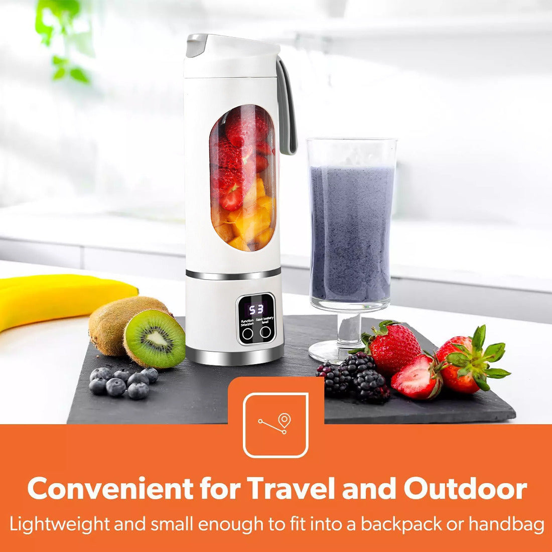 FitEcoLifestyle™ Tragbarer Smoothie-Mixer – Wiederaufladbar & Nachhaltig für unterwegs. 450 ml - FitEcoLifestyle