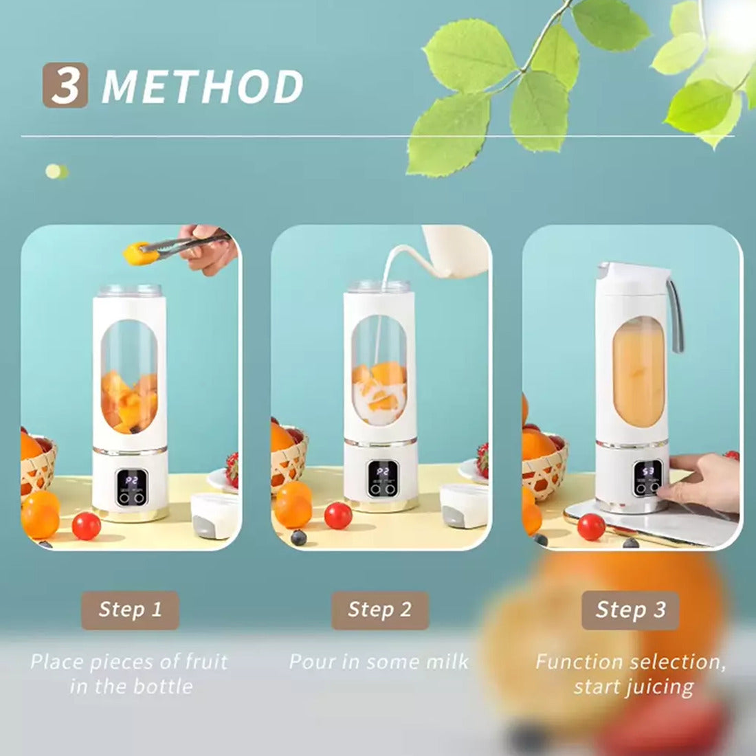 FitEcoLifestyle™ Tragbarer Smoothie-Mixer – Wiederaufladbar & Nachhaltig für unterwegs. 450 ml - FitEcoLifestyle